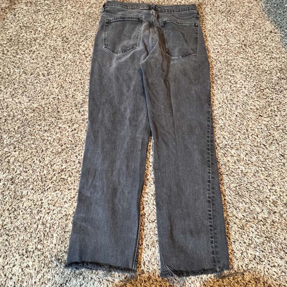 Banana Republic Premium Denim High-Rise‎ Straight Jeans Washed Black Raw Hem 30 - Picture 8 of 8